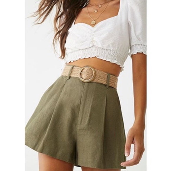 Forever 21 Pants - Belted Linen Shorts